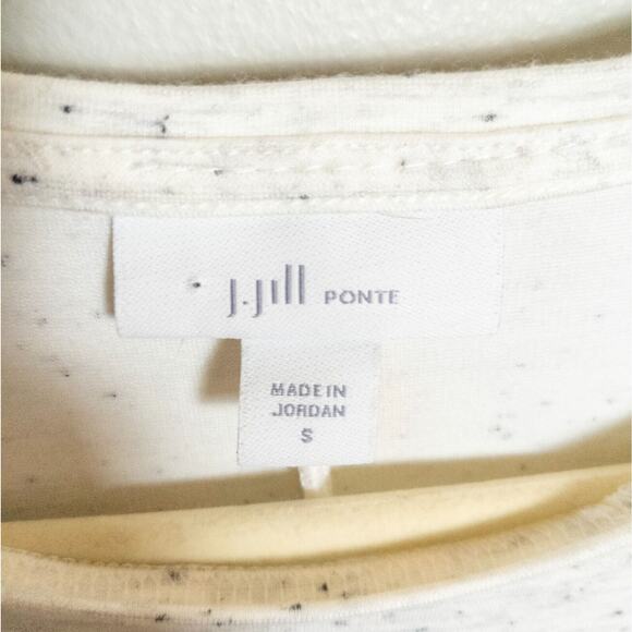 J JILL Cream Black Speckled Ponte Knit Top 3/4 Sleeve Hi-Low Hem Women's Small - Picture 5 of 7